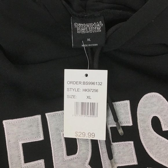 Original Deluxe XL Black "Fresh" Pullover Hoodie Kangaroo Pocket Long Sleeve NWT - Picture 3 of 7